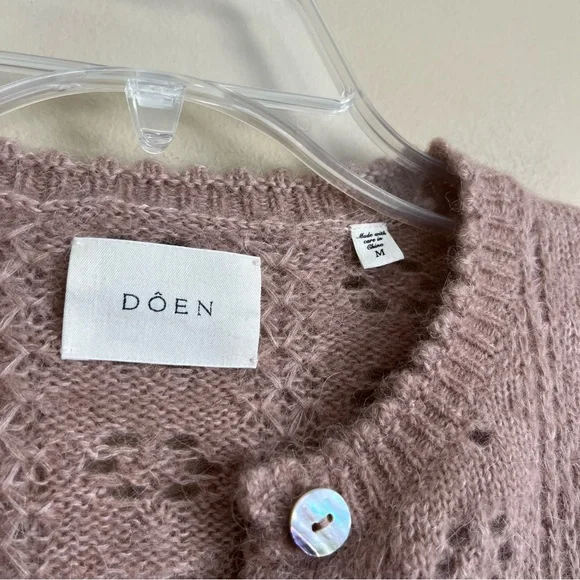 Doen Emery Pointelle Knit Cardigan in Clay Pink - Picture 12 of 14